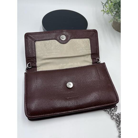 My Flat In London Brown Crossbody Metal Chain Bow Wallet Clutch 48 Charles St - Picture 4 of 12